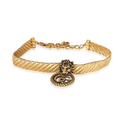 Gold-Plated Lion Head Double G Choker Necklace