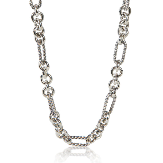 Yellow Gold & Sterling Silver Figaro Link Necklace