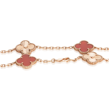 Rose Gold Carnelian Vintage Alhambra Necklace