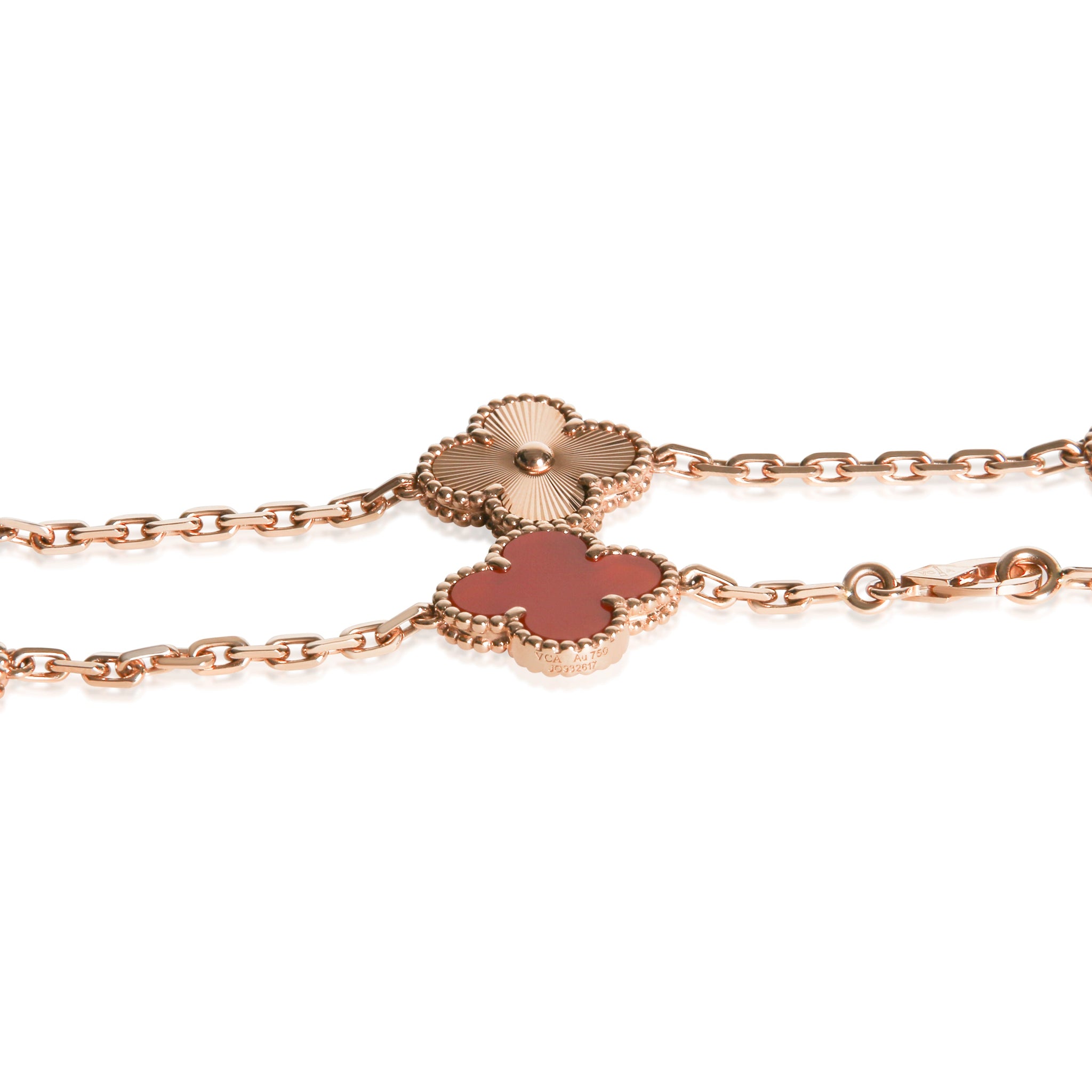 Rose Gold Carnelian Vintage Alhambra Necklace