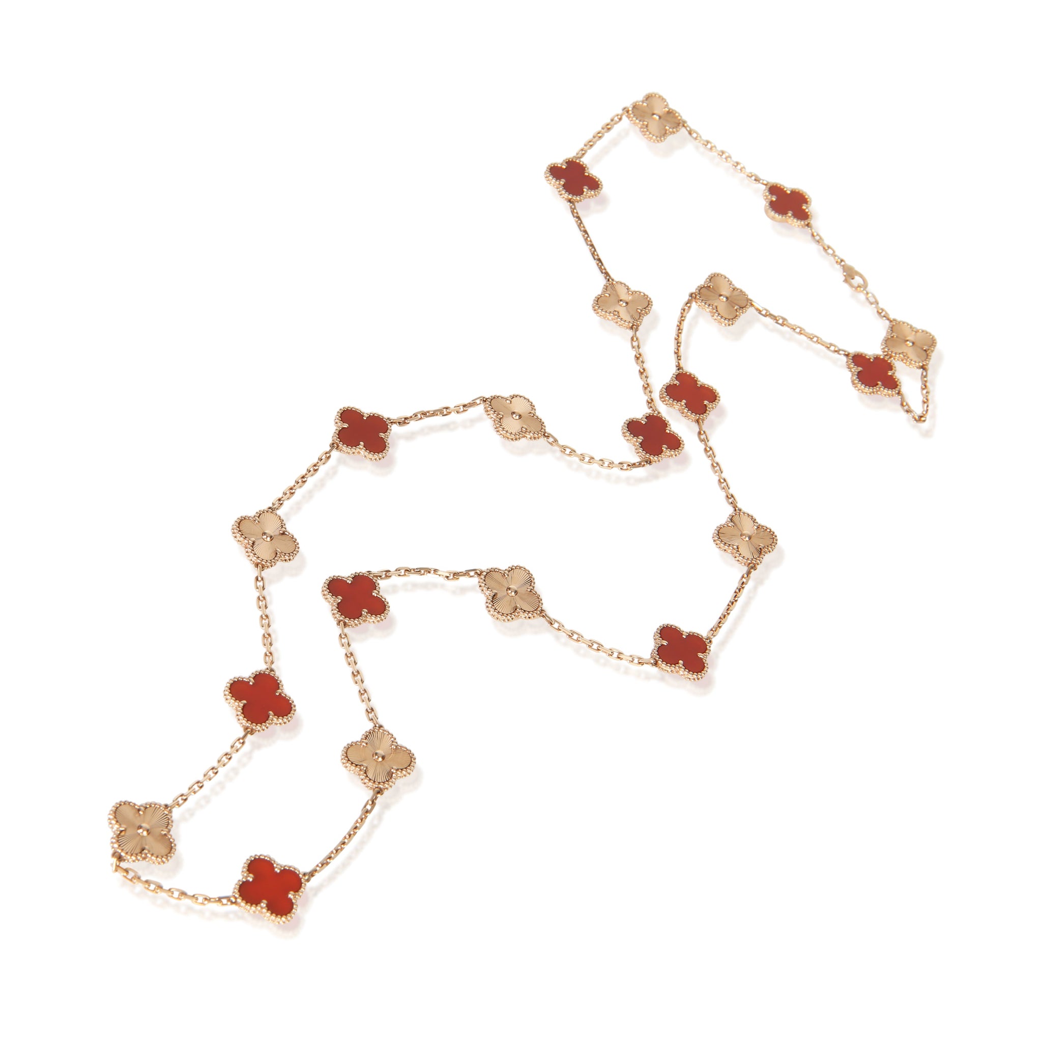 Rose Gold Carnelian Vintage Alhambra Necklace