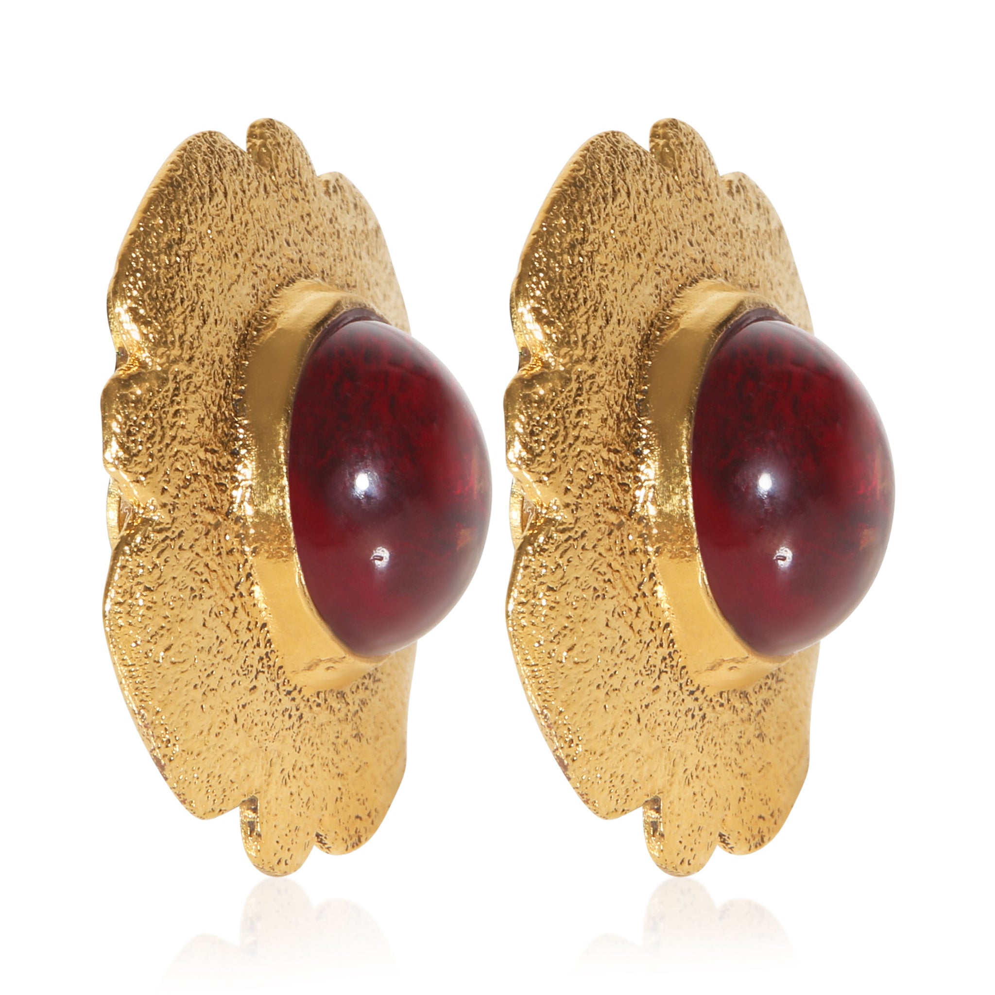 Gold-Plated 1980s Vintage Red Gripoix Earrings