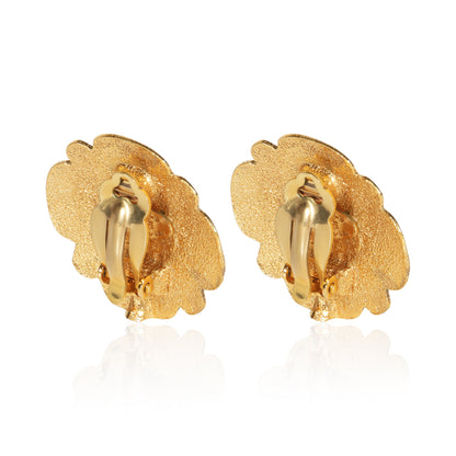 Gold-Plated 1980s Vintage Red Gripoix Earrings