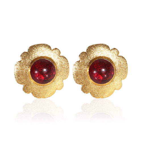 Gold-Plated 1980s Vintage Red Gripoix Earrings