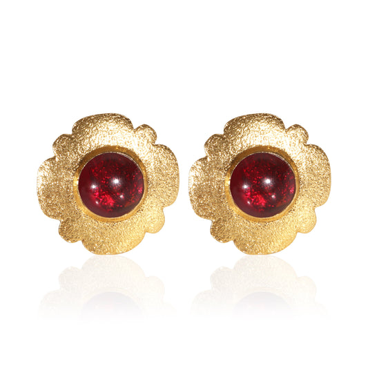 Gold-Plated 1980s Vintage Red Gripoix Earrings
