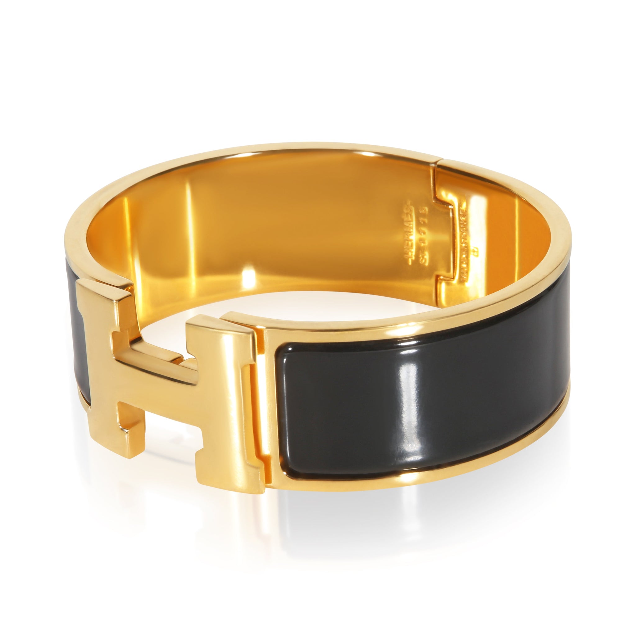 Gold-Plated Clic Clac In Noir Bracelet