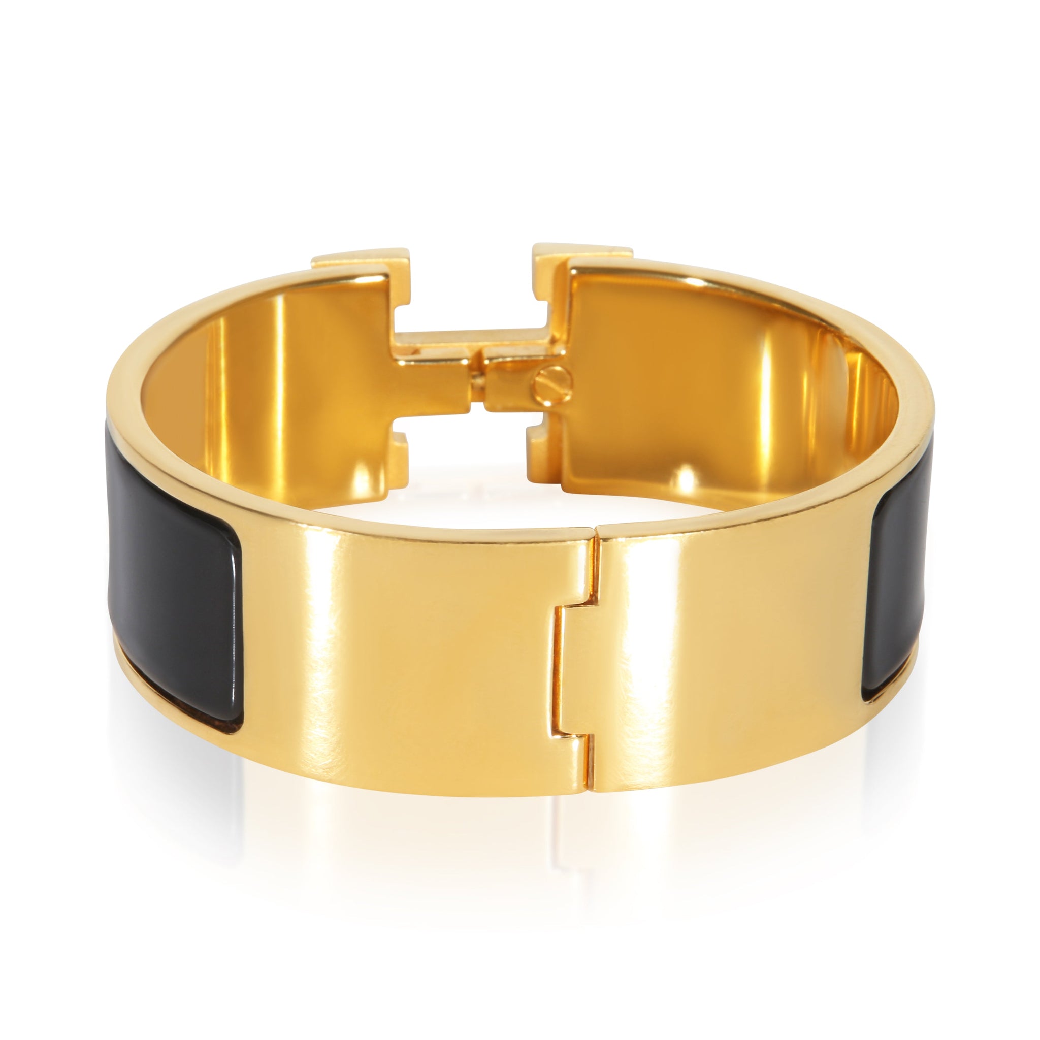 Gold-Plated Clic Clac In Noir Bracelet