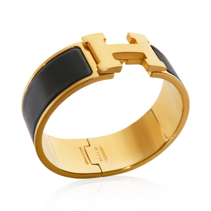 Gold-Plated Clic Clac In Noir Bracelet