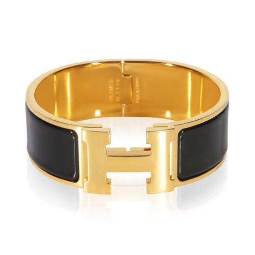 Gold-Plated Clic Clac In Noir Bracelet