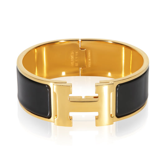 Gold-Plated Clic Clac In Noir Bracelet