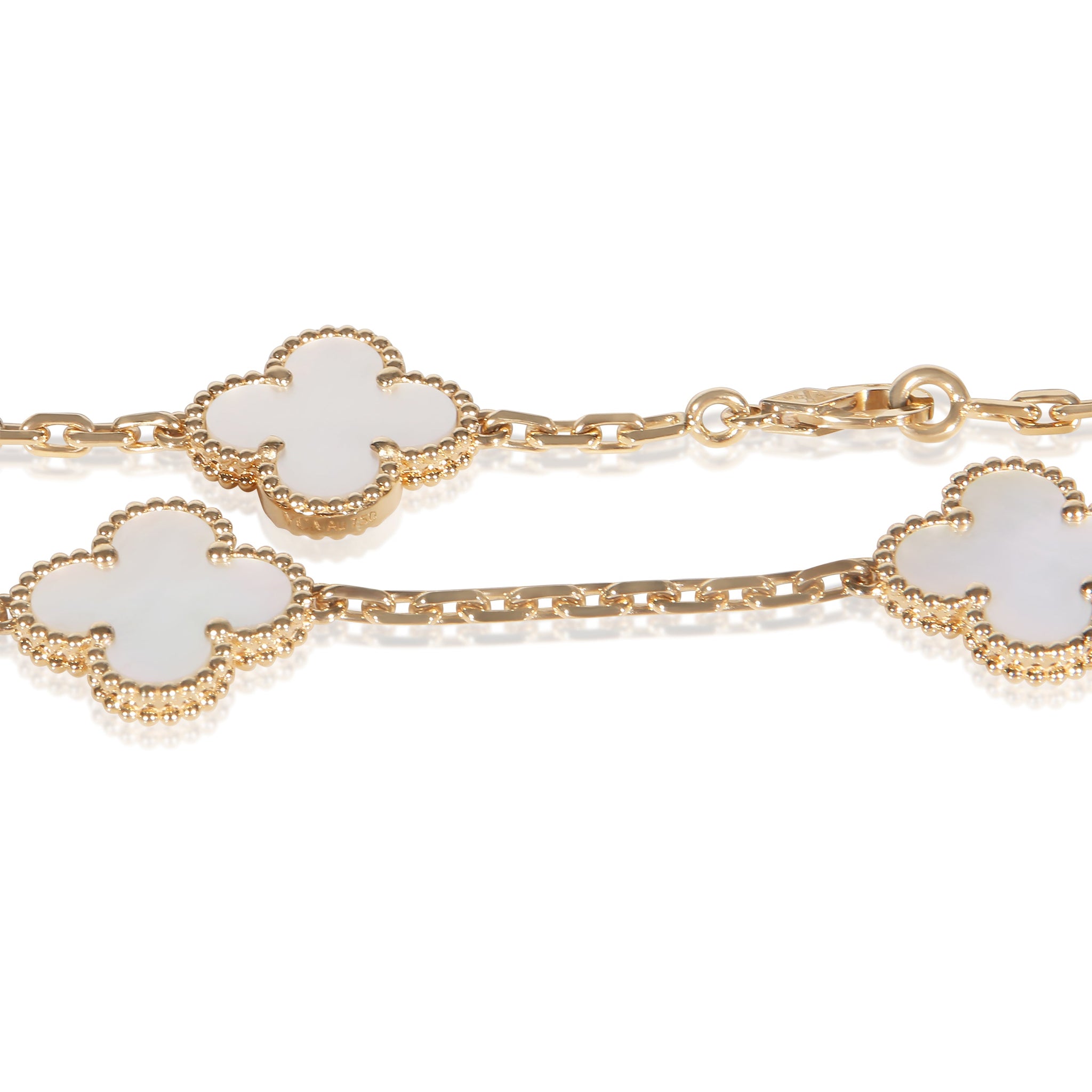 Yellow Gold Mother Of Pearl Vintage Alhambra Necklace