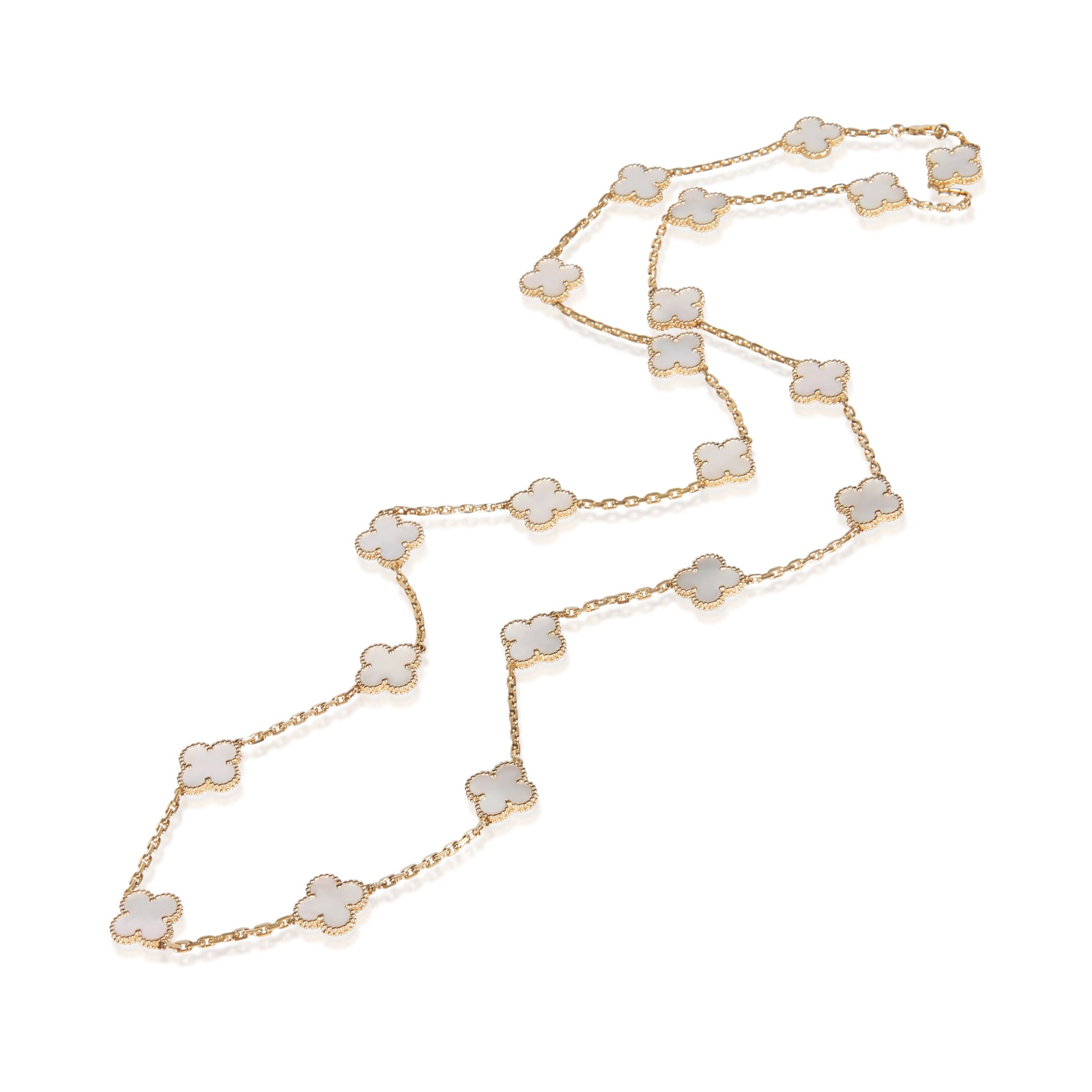 Yellow Gold Mother Of Pearl Vintage Alhambra Necklace