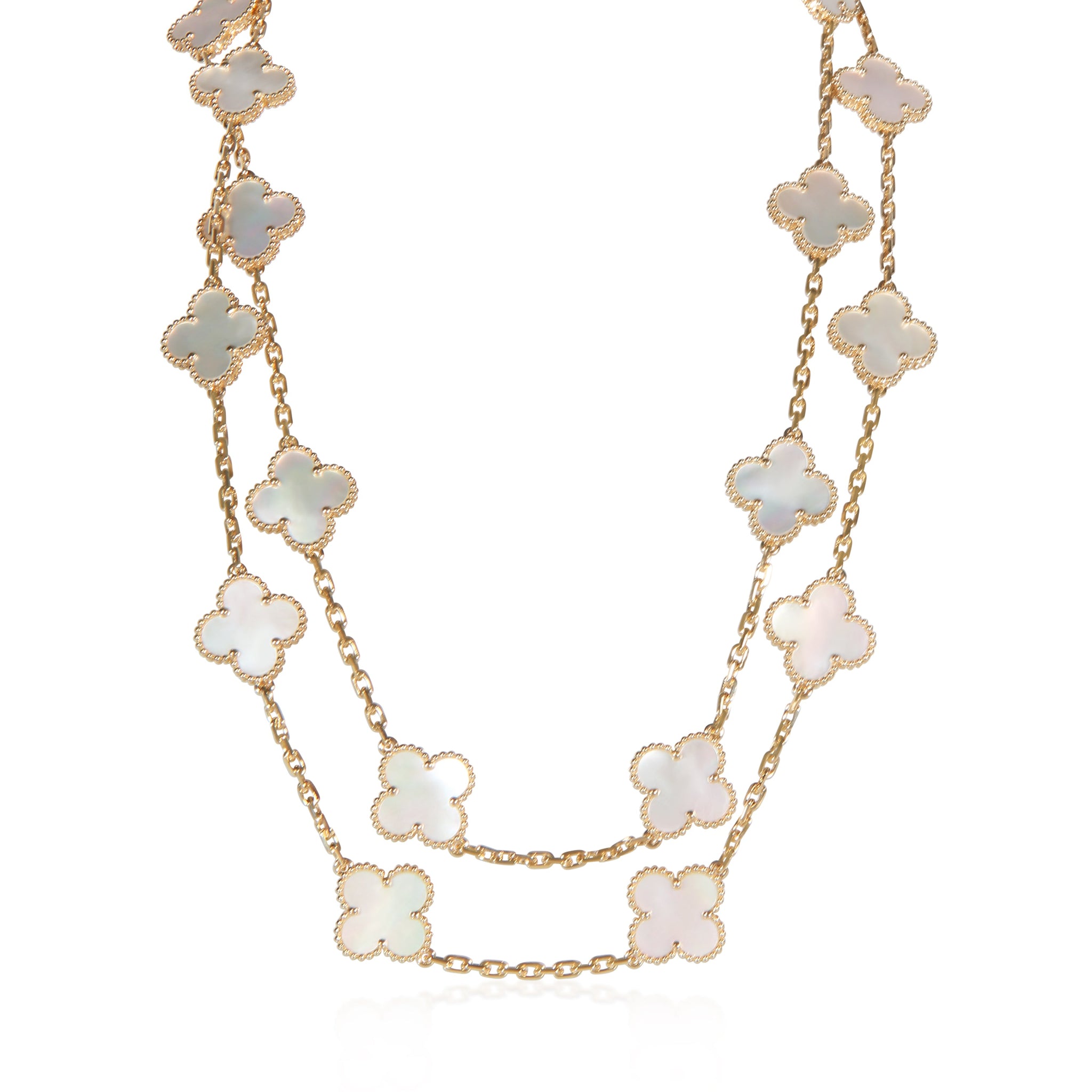 Yellow Gold Mother Of Pearl Vintage Alhambra Necklace