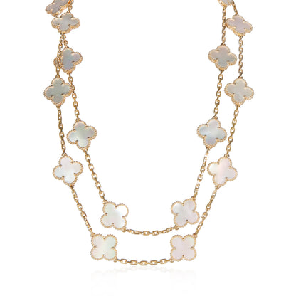 Yellow Gold Mother Of Pearl Vintage Alhambra Necklace
