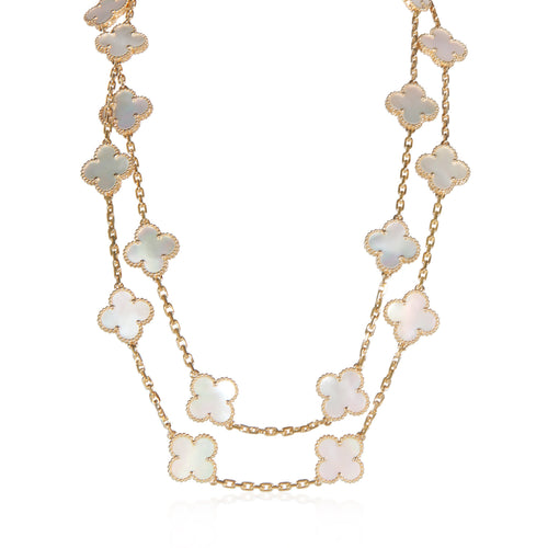 Yellow Gold Mother Of Pearl Vintage Alhambra Necklace