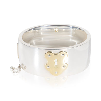 Yellow Gold & Sterling Silver Wide Lock Bracelet