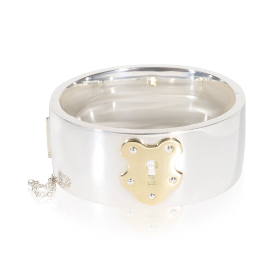 Yellow Gold & Sterling Silver Wide Lock Bracelet