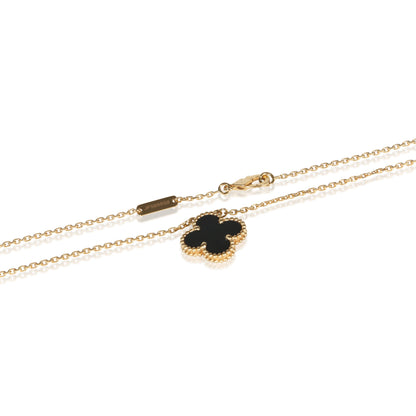 Yellow Gold Onyx Vintage Alhambra Pendant