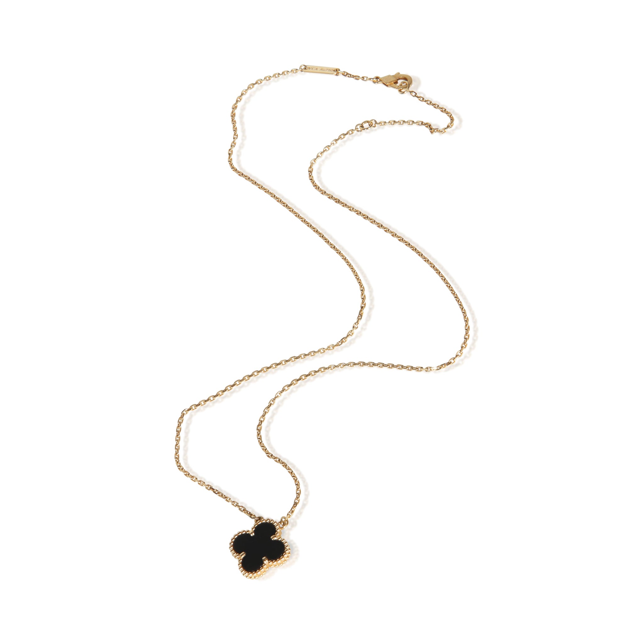Yellow Gold Onyx Vintage Alhambra Pendant