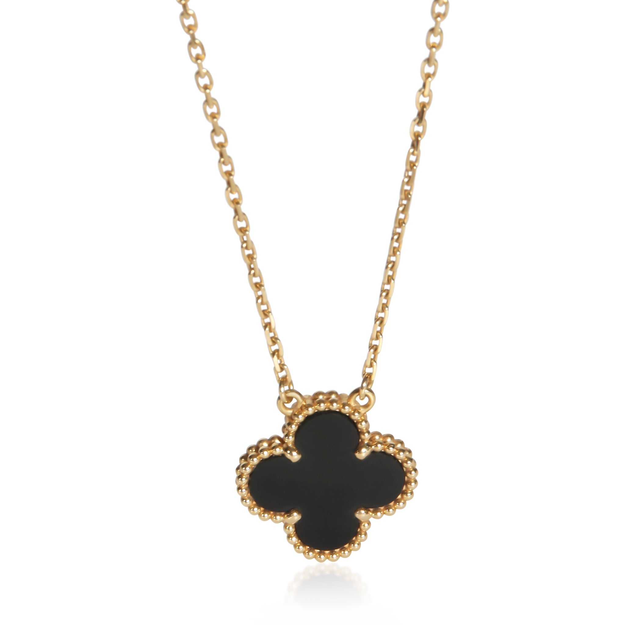 Yellow Gold Onyx Vintage Alhambra Pendant