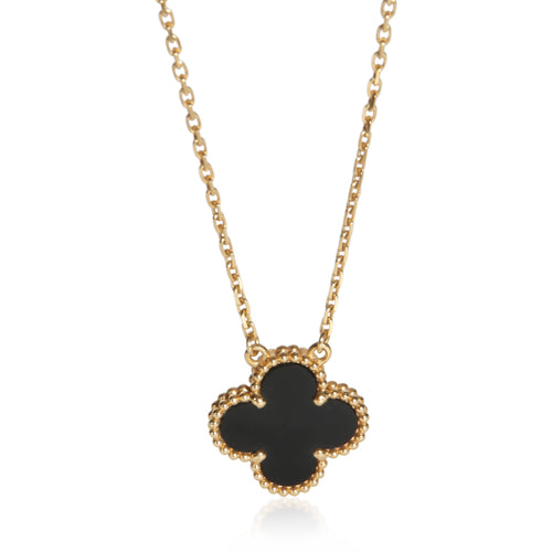 Yellow Gold Onyx Vintage Alhambra Pendant