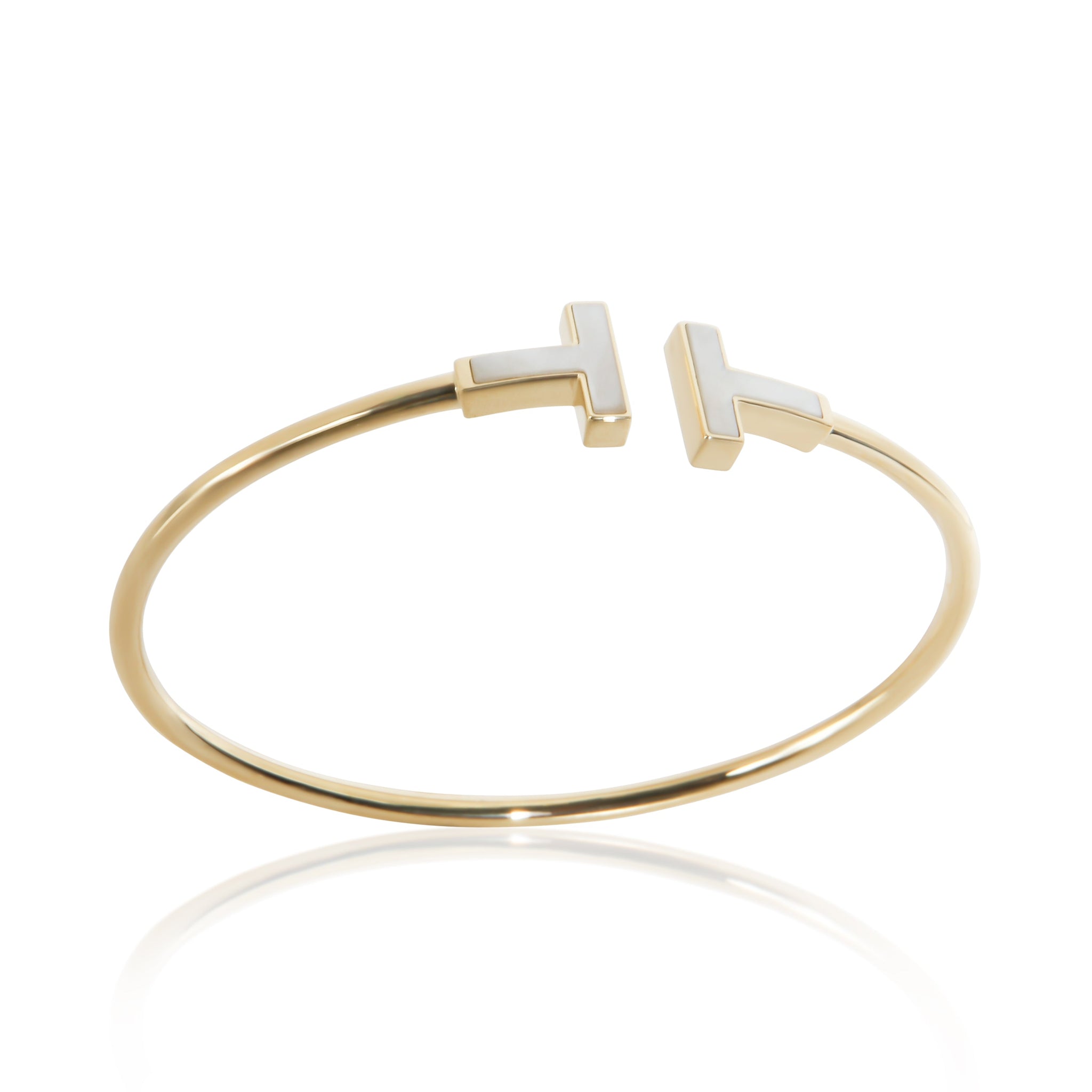 Yellow Gold Mother Of Pearl Tiffany T Wire Bracelet