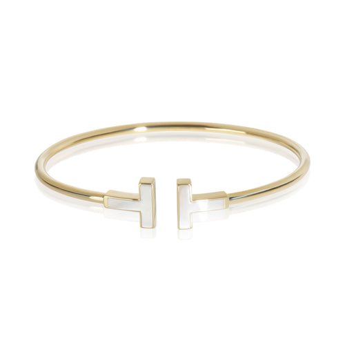 Yellow Gold Mother Of Pearl Tiffany T Wire Bracelet