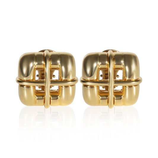 Yellow Gold Square Window Biscayne Earrings