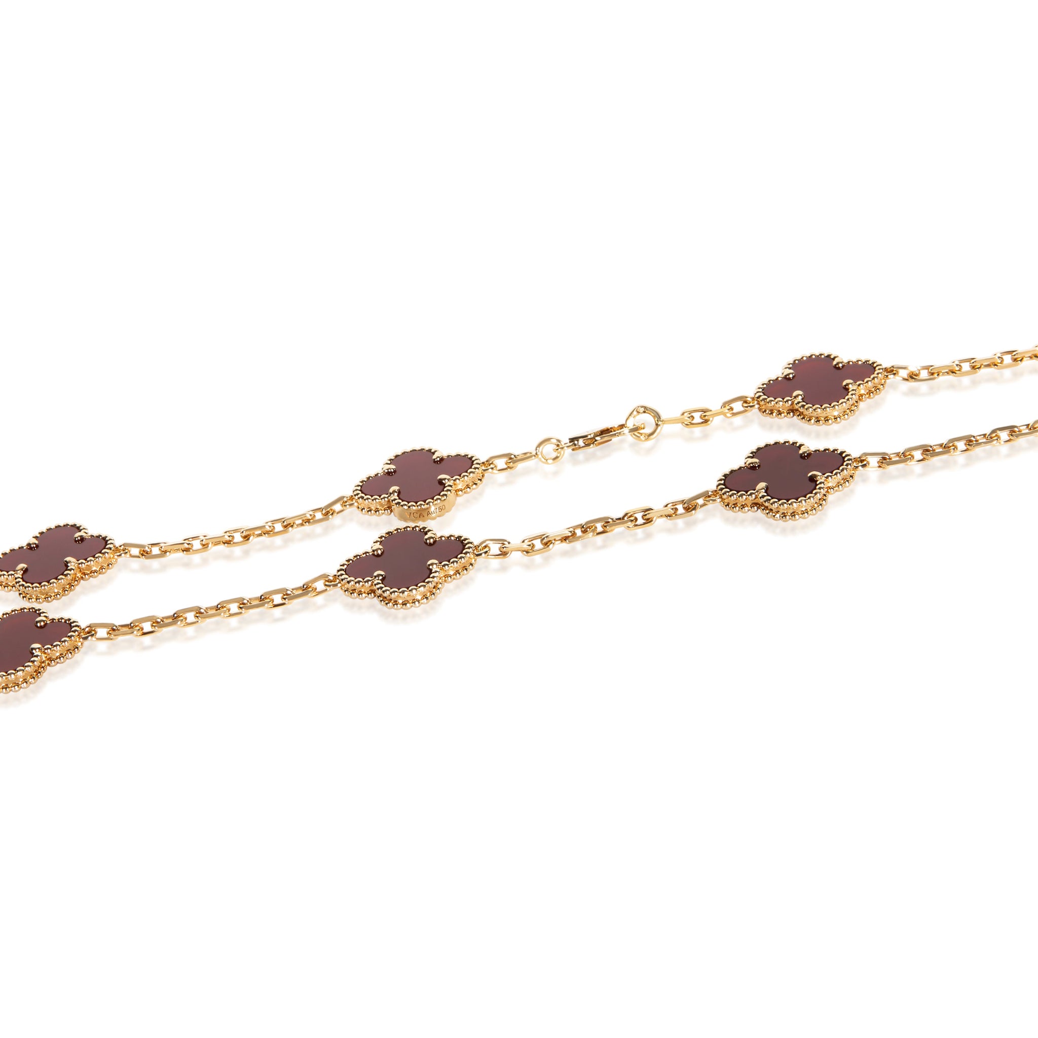 Yellow Gold Carnelian Vintage Alhambra Necklace