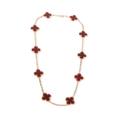 Yellow Gold Carnelian Vintage Alhambra Necklace