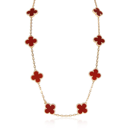 Yellow Gold Carnelian Vintage Alhambra Necklace