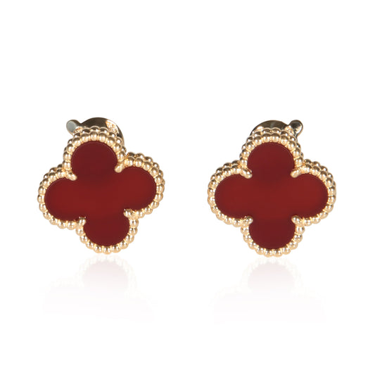 Yellow Gold Carnelian Vintage Alhambra Earrings