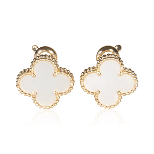 Yellow Gold Mother Of Pearl Vintage Alhambra Earrings