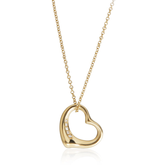 Yellow Gold Diamond Elsa Peretti Open Heart Pendant