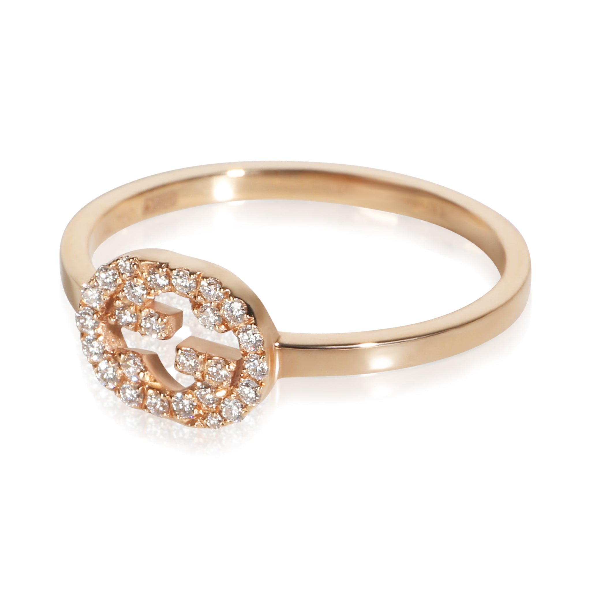 Rose Gold Diamond Interlocking G Ring