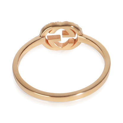 Rose Gold Diamond Interlocking G Ring
