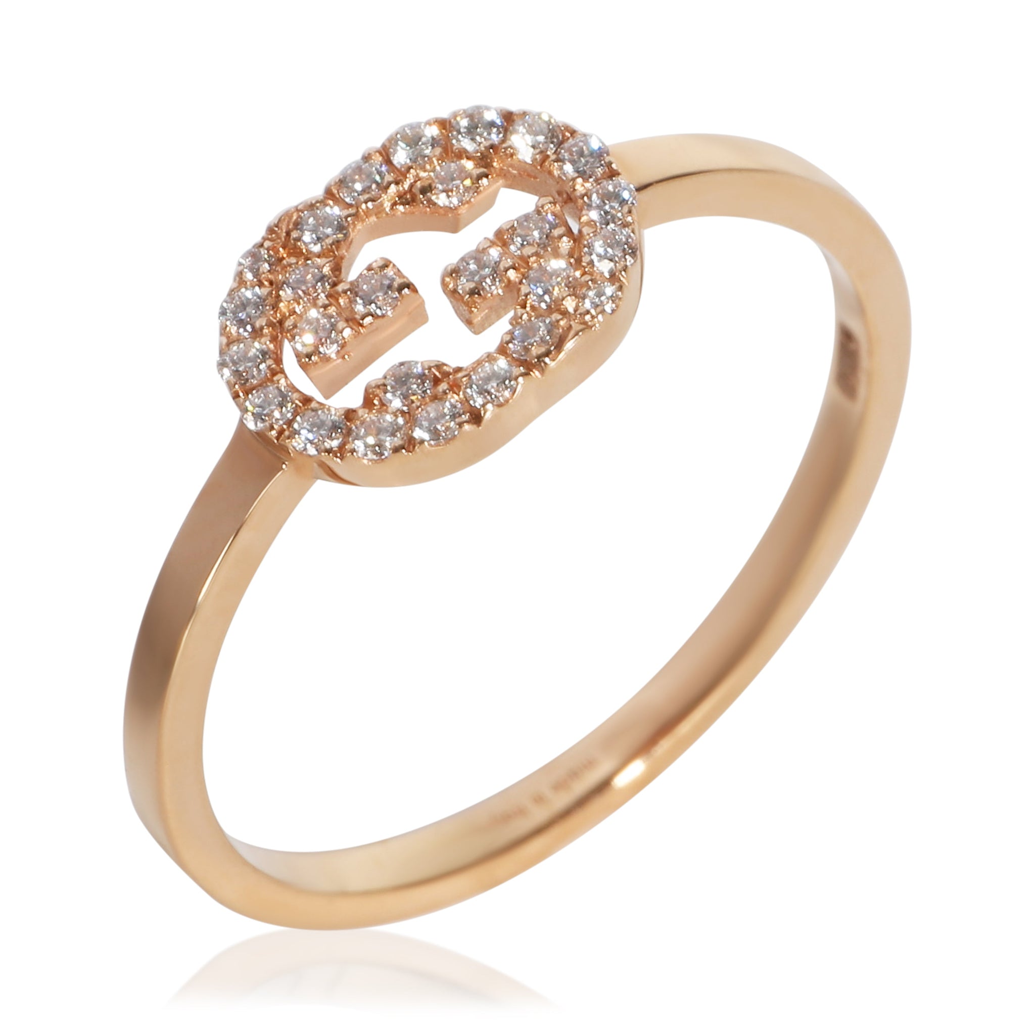 Rose Gold Diamond Interlocking G Ring