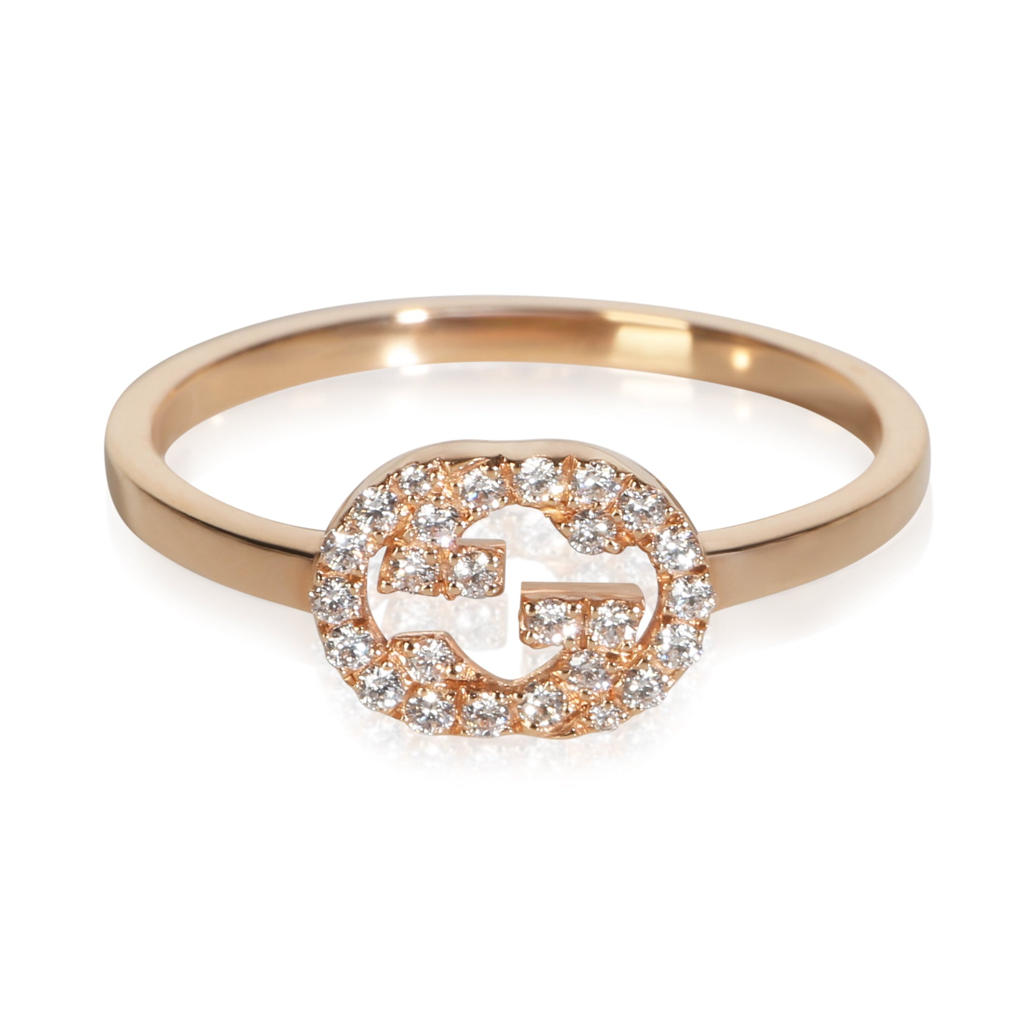 Rose Gold Diamond Interlocking G Ring