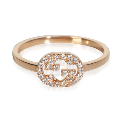 Rose Gold Diamond Interlocking G Ring