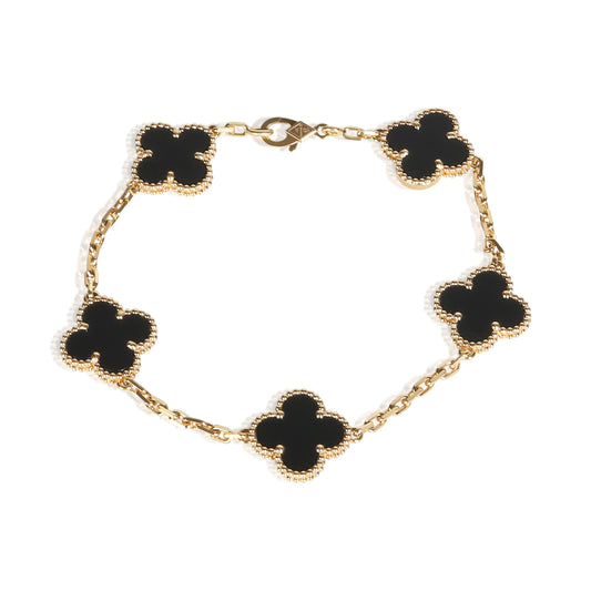 Yellow Gold Onyx Vintage Alhambra Bracelet