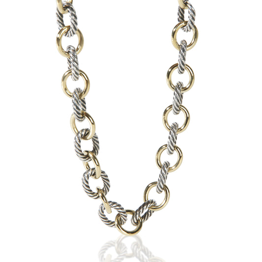 1/4 18K Yellow Gold & Sterling Silver Oval Link Necklace