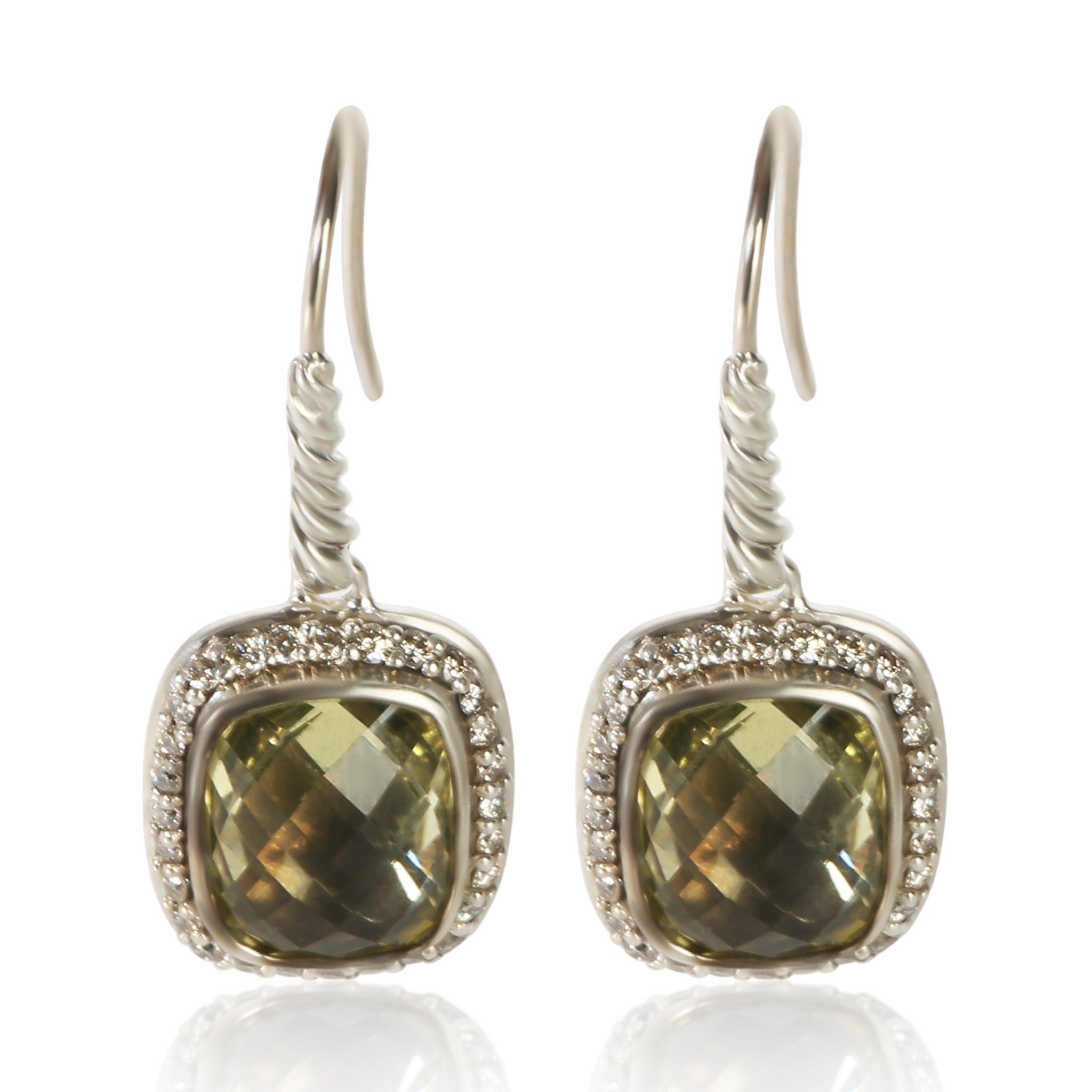 Sterling Silver Peridot and Diamond Noblesse Earrings