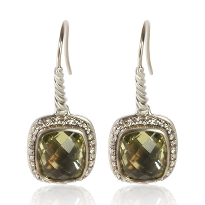 Sterling Silver Peridot and Diamond Noblesse Earrings