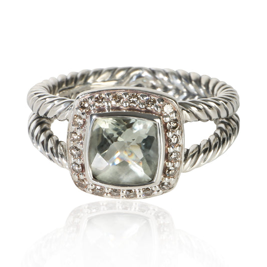 Sterling Silver Prasiolite and Diamond Petite Albion Ring