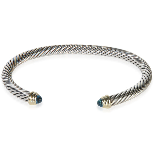 Yellow Gold & Sterling Silver Topaz Cable Classic Bracelet