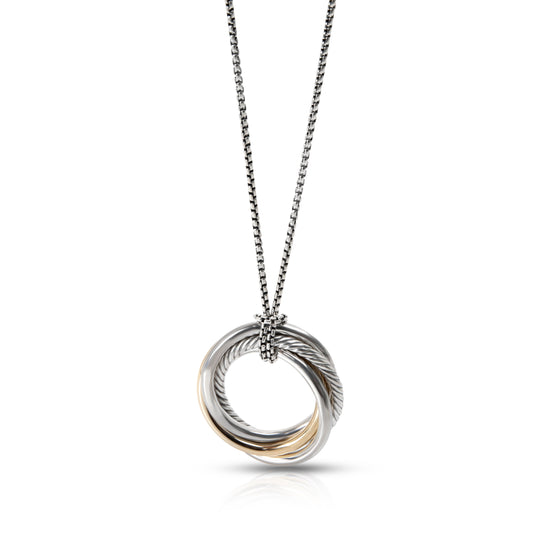 Yellow Gold & Sterling Silver Crossover Pendant
