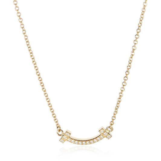 Yellow Gold Diamond Mini Model Tiffany T Smile Pendant