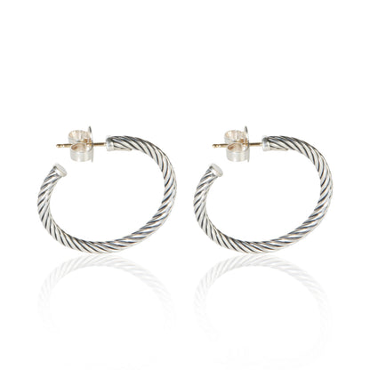 Sterling Silver Cable Hoop Earrings