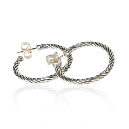 Sterling Silver Cable Hoop Earrings