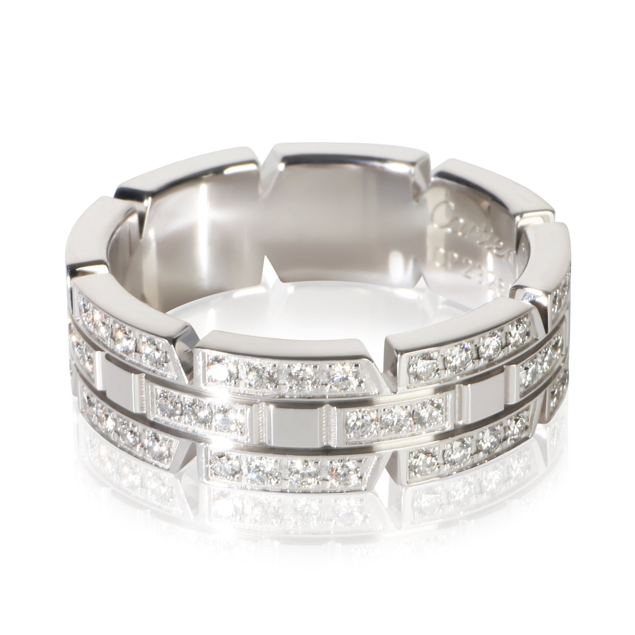 White Gold Diamond Tank Francaise Ring